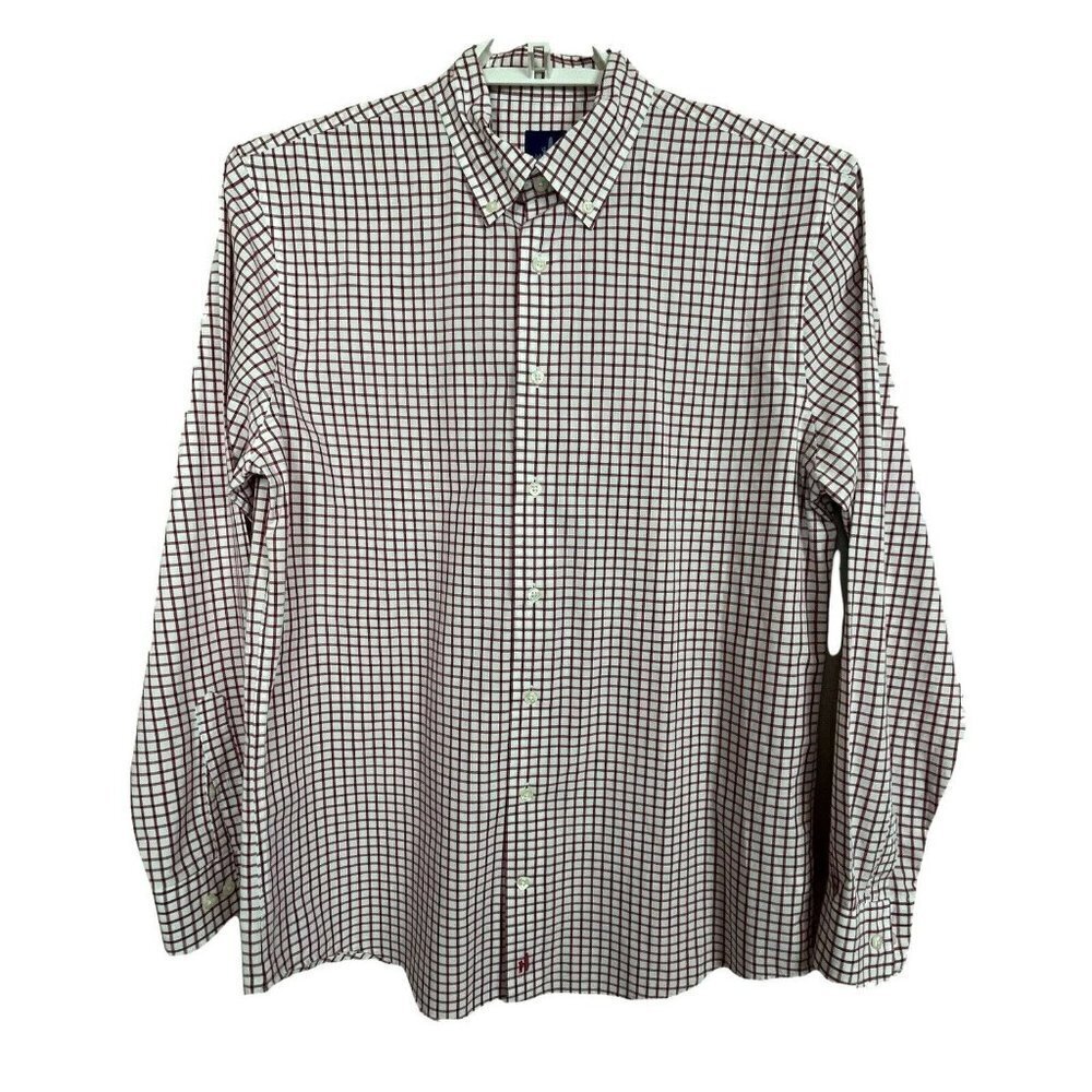 Johnnie-O- Red White Windowpane Plaid‎ Size M Button Up Shirt